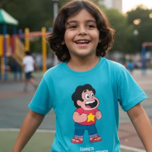 23 Camiseta Azul Turquesa Steven Universo ( Infantil ) mlc