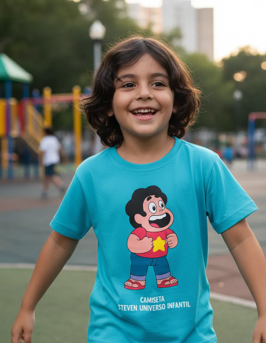 Camiseta Azul Turquesa Steven Universo ( Infantil ) mlc