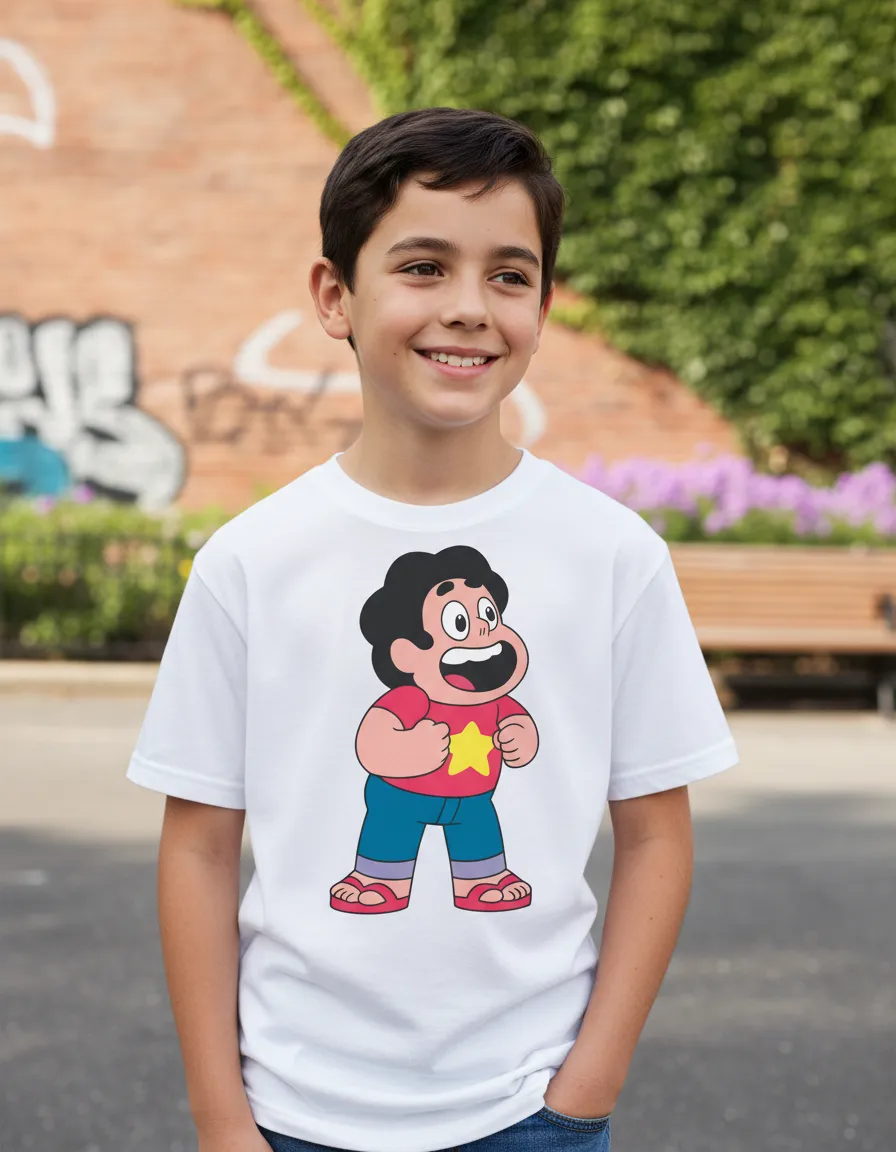 Camiseta Branca Steven Universo ( Infantil ) mlr