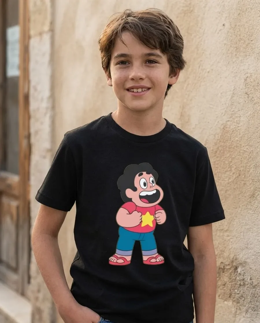 Camiseta Preta Steven Universo ( Infantil ) mlr