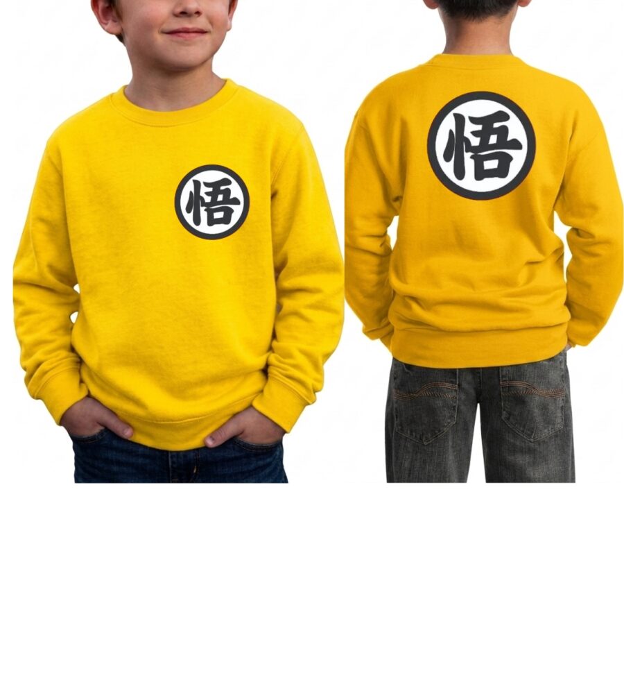 3 Moletom Amarelo Algodão Flanelado Infantil Dragon Ball Goku Silk Screen mlc