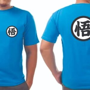 3 Camiseta Azul Turquesa Tradicional Dragon Ball Goku ( Frente E Costa ) mlc