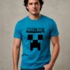 Camiseta Azul Turquesa Ss Adulto Minecraft mlca