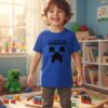 Camiseta Azul Infantil Minecraft mlc