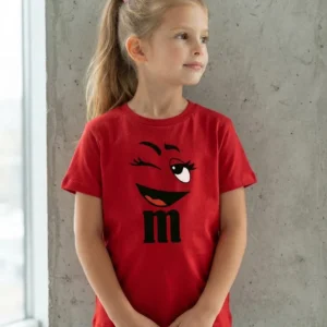3 Camiseta Vermelha M&m Infantil Piscando Fantasia Amigas Em Cores mlr