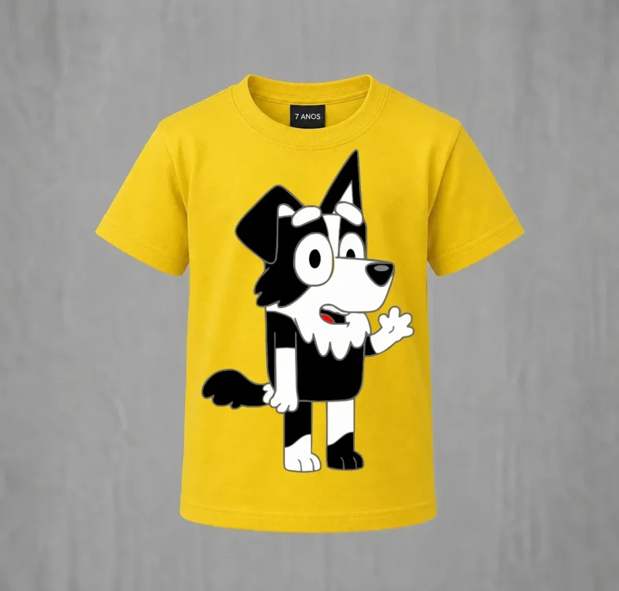 3 Camiseta Amarela Infantil Personagem Mackenzie Bluey Amarela mlr