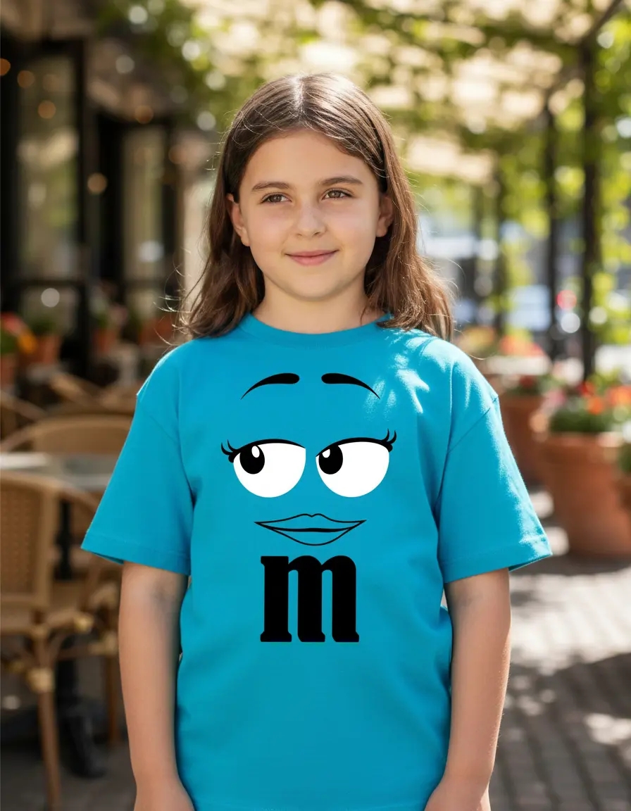 3 Camiseta Azul-turquesa Infantil Unissex m&m mod 3 spe