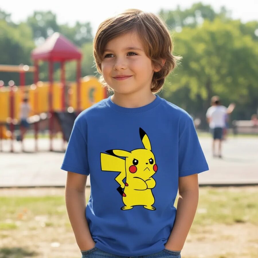 Camiseta Azul Infantil Unissex Pikachu Pokémon mlr