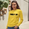 Camiseta Amarela Manga Comprida Baby Look Feminina Free Fire Amarela mlc