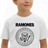 Camiseta Branca Infantil Unissex Banda Ramones T-shirt Premium mlc
