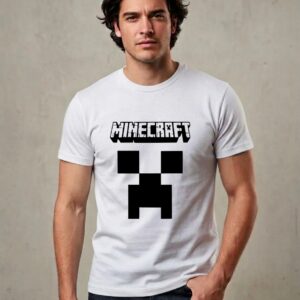 4 Camiseta Branca Ss Adulto Minecraft mlc