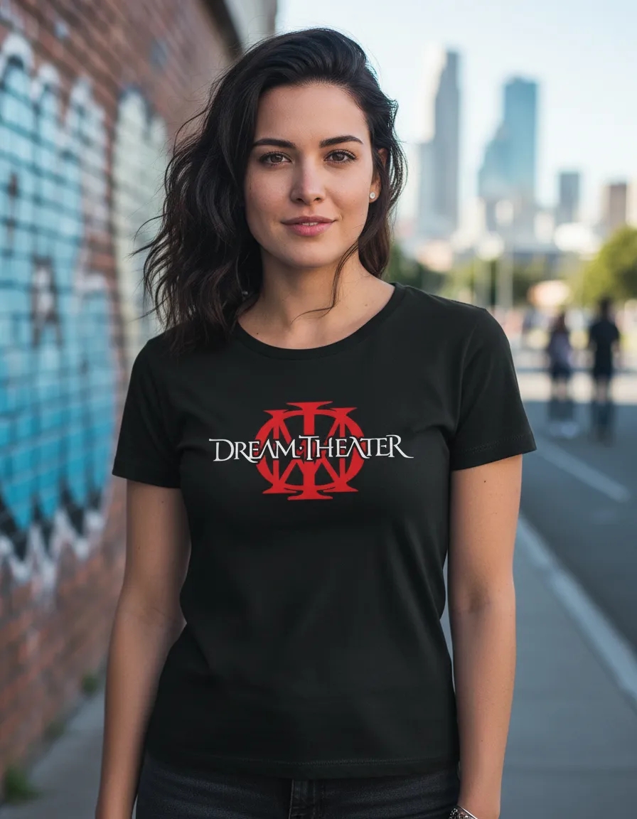 Camiseta Preta Dream Theater Baby Look mlc