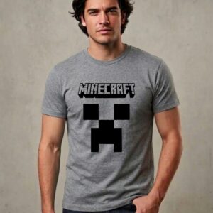 5 Camiseta Cinza Ss Adulto Minecraft mlc