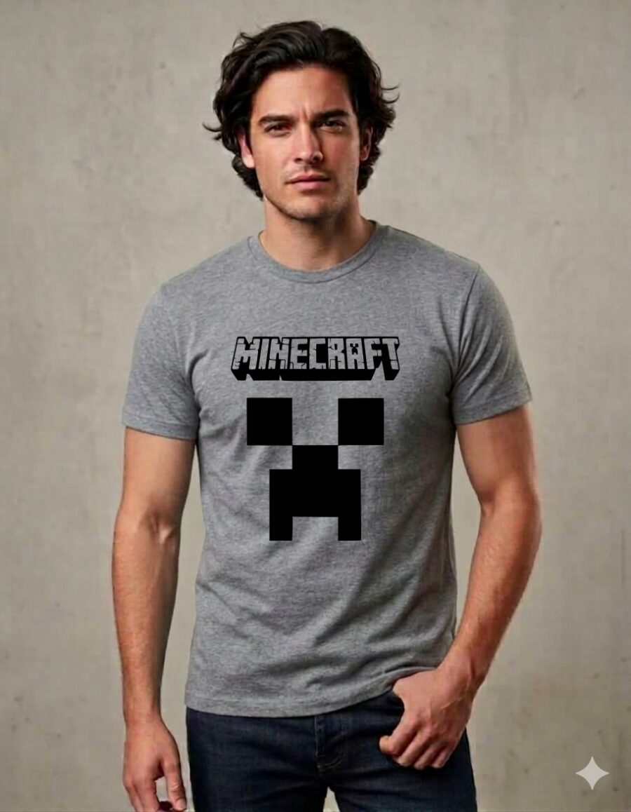 Camiseta Cinza Ss Adulto Minecraft mlc