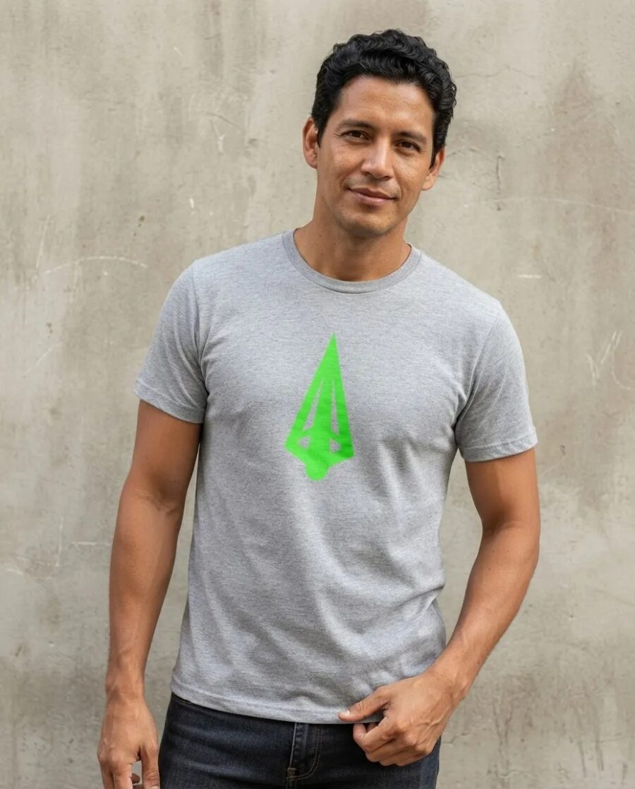 Camiseta Cinza Arqueiro Verde, Mod. 2 ( Adulto Tradicional ) mlca