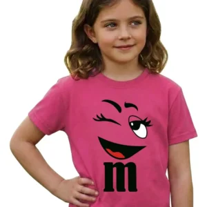 6 Camiseta Rosa M&m Infantil Piscando Fantasia Amigas Em Cores mlr