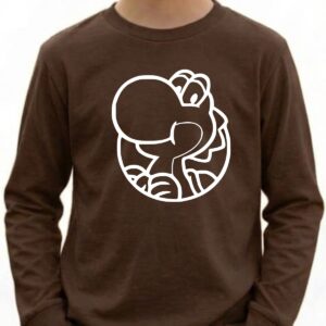7 Camiseta Marrom Manga Longa Unissex Infantil Verde Yoshi Mario Bros mlc