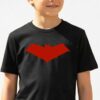 Camiseta Preta Infantil Capuz Vermelho mlc
