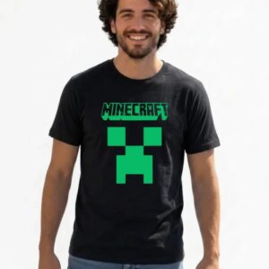 8 Camiseta Preta Manga Curta Adulto Unissex Verde Minecraft mlr