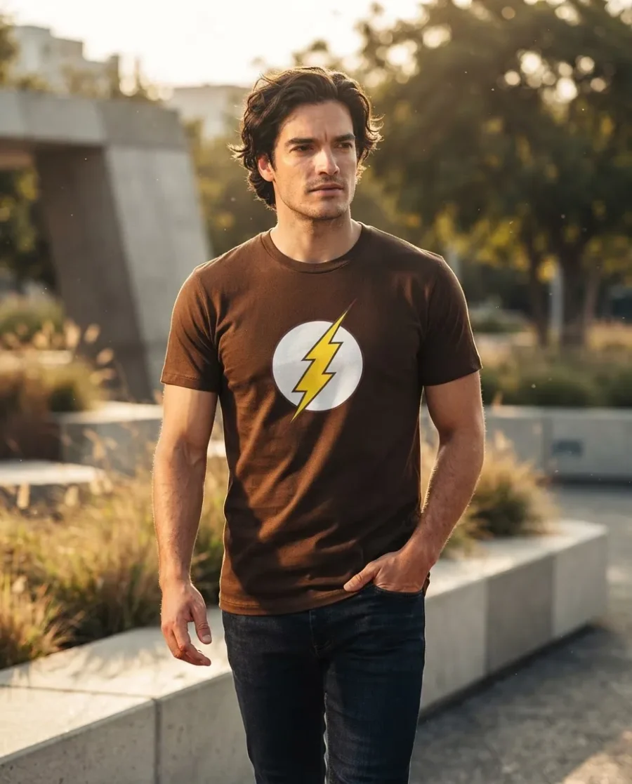 Camiseta Marrom Adulto Flash mlr