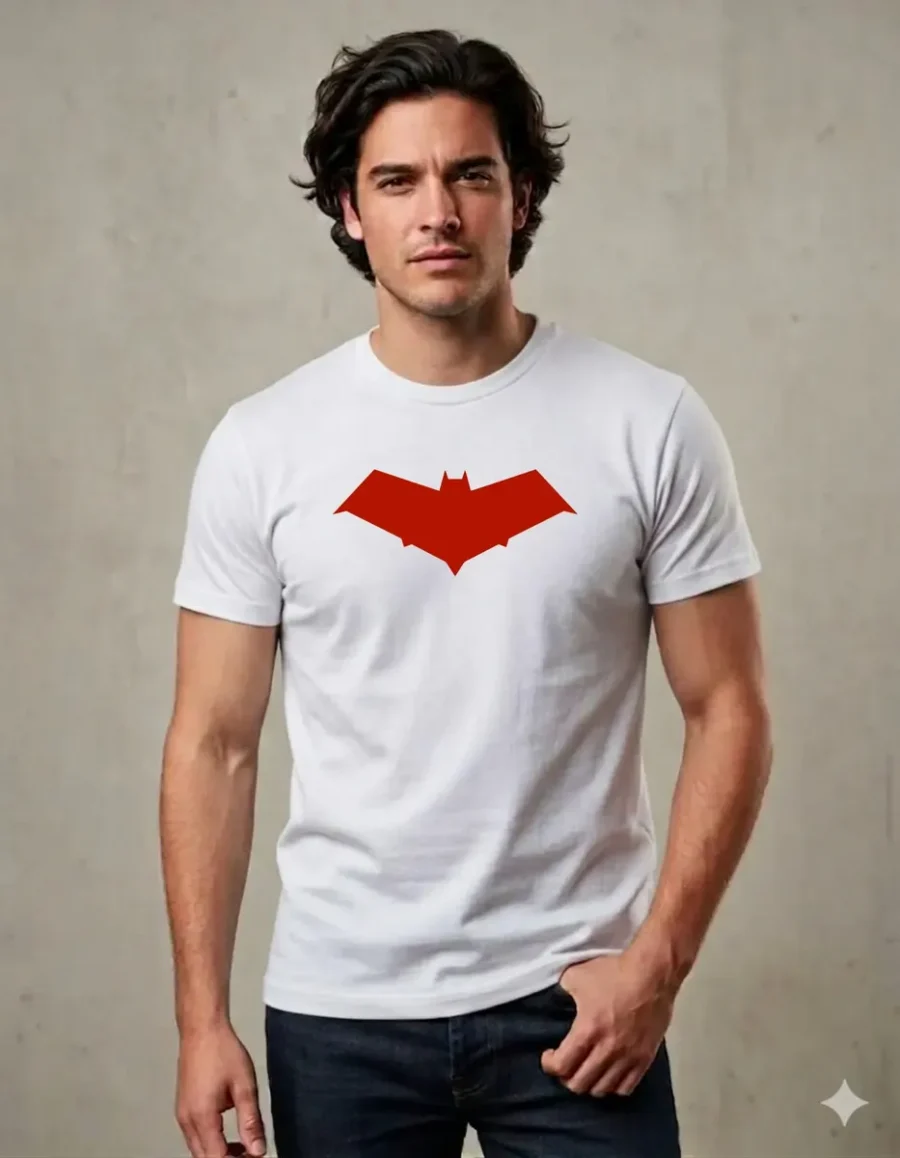 Camiseta Branca Ss Adulto Capuz Vermelho mlca
