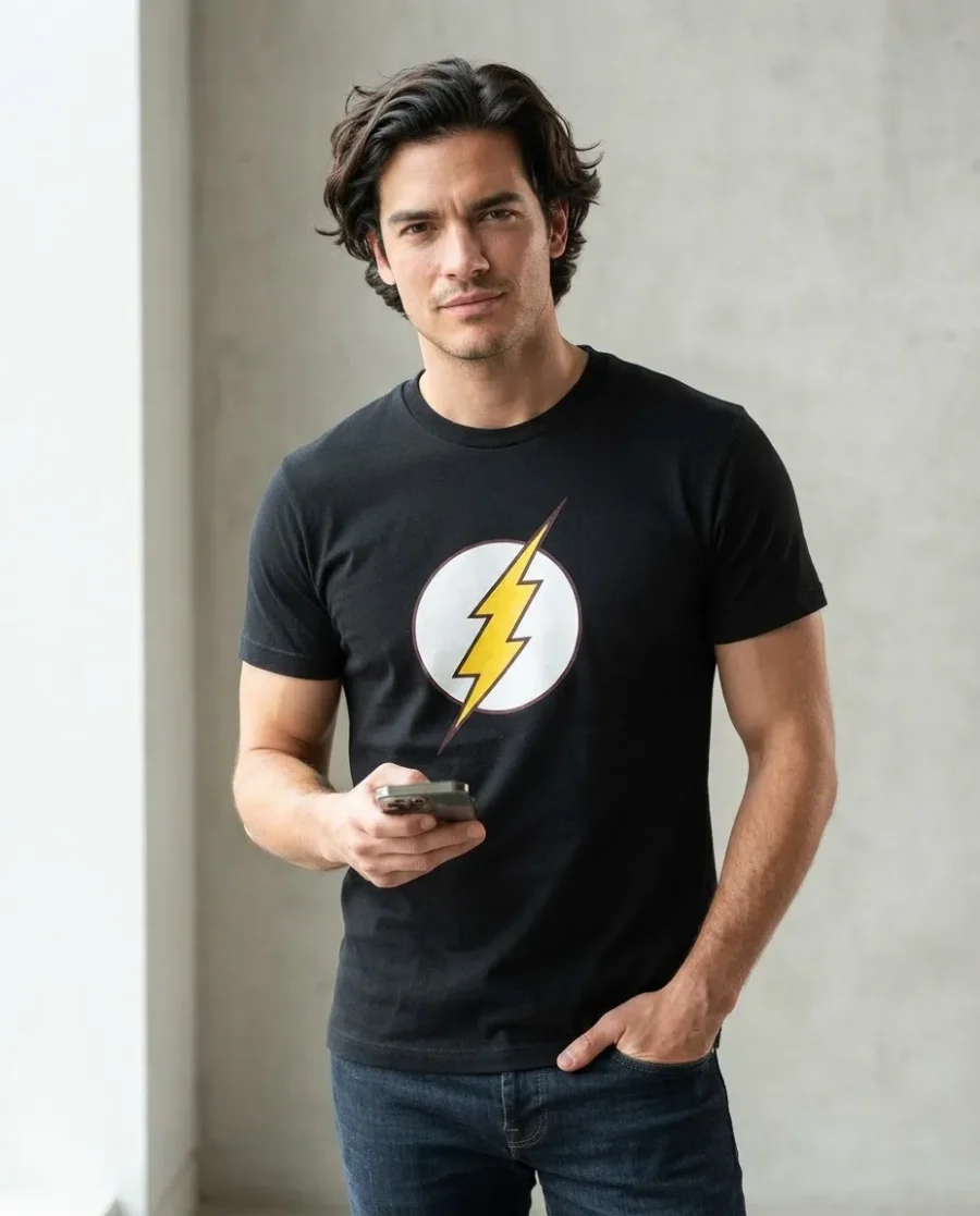 Camiseta Preta Adulto Flash mlr