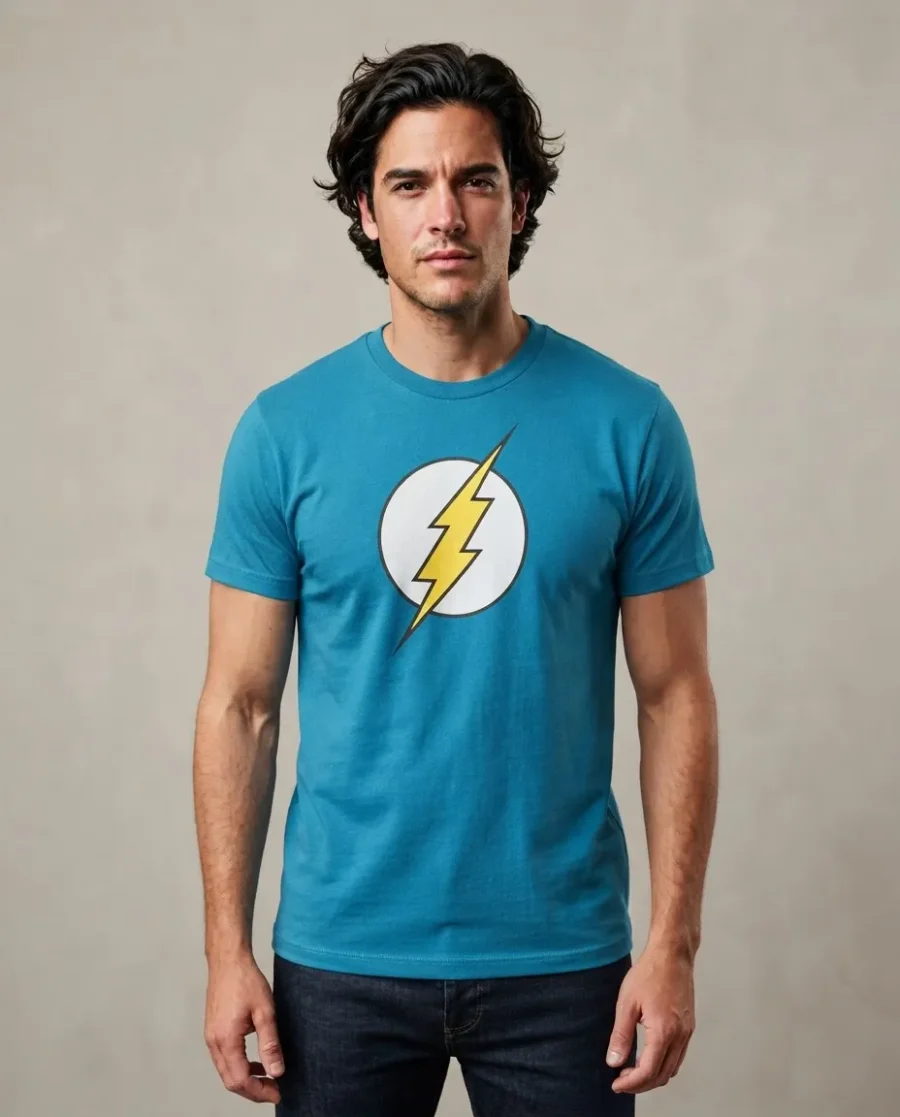Camiseta Azul Turquesa Adulto Flash mlc