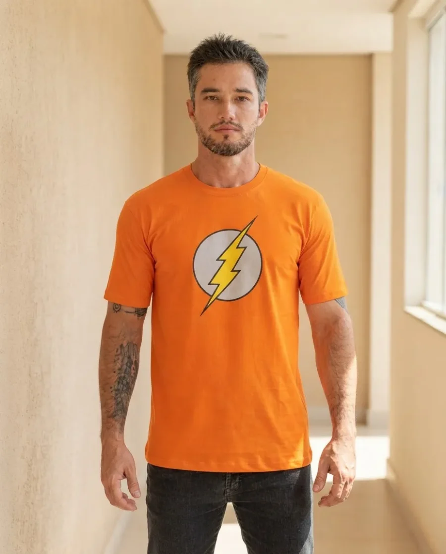 Camiseta Laranja Adulto Flash mlr