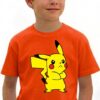 Camiseta Laranja Infantil Unissex Pikachu mlc