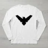 a Camiseta Branca Adulto Preta Manga Longa Silk Screen Asa Noturna mlr