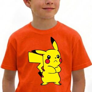 a Camiseta Laranja Infantil Unissex Pikachu mlc