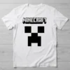 Camiseta Branca Manga Curta Adulto Unissex Verde Minecraft mlc