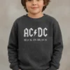 Moletom Algodão Flanelado Infantil Preto Ac Dc Silk Screen mlc