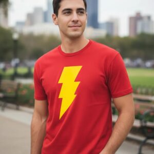 Camiseta Vermelha Adulto Unissex Shazam mlc
