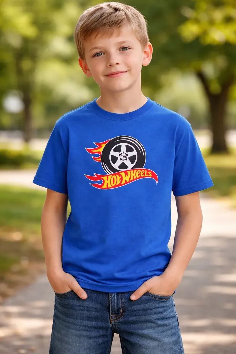 a Camiseta Azul Infantil Unissex Hot Wheels mlr