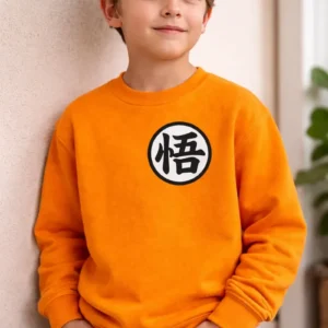 a Moletom Laranja Algodão Flanelado Infantil Dragon Ball Goku Silk Screen mlc