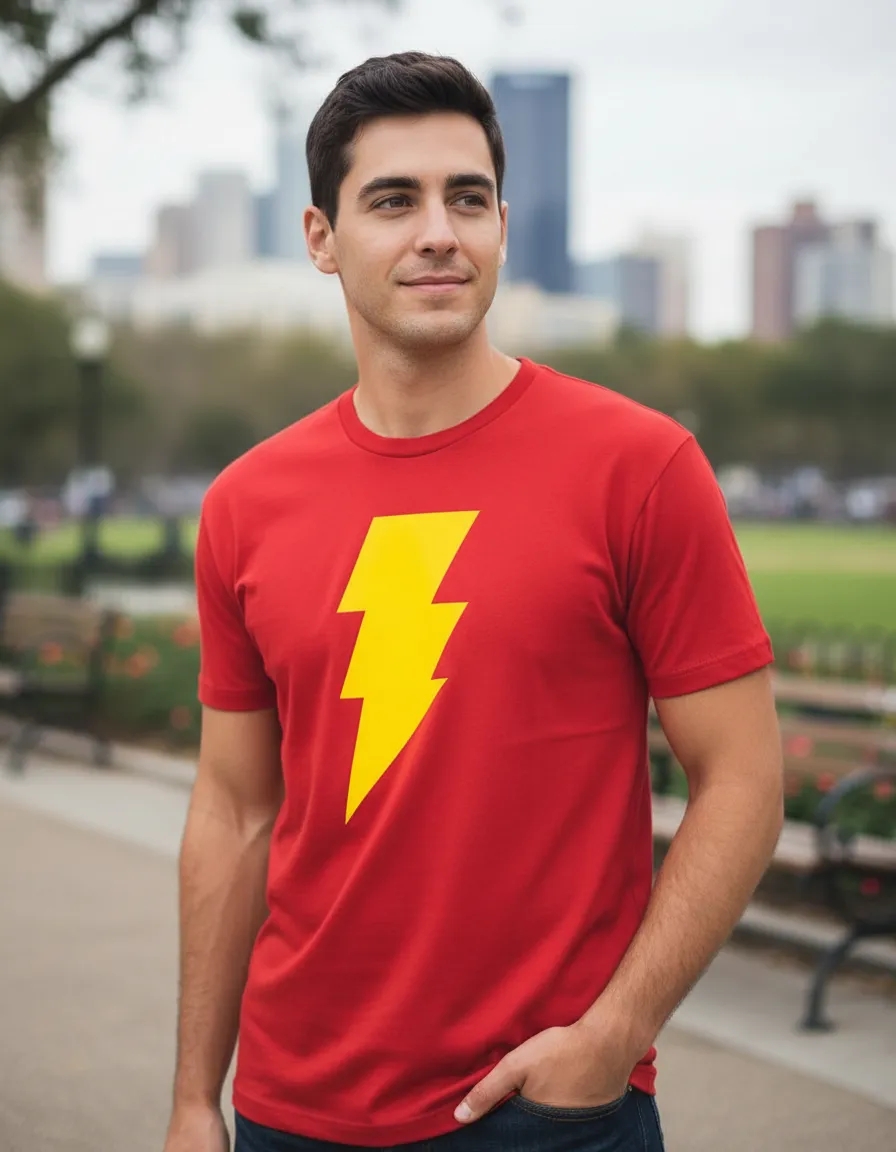 Camiseta Vermelha Adulto Unissex Shazam mlc