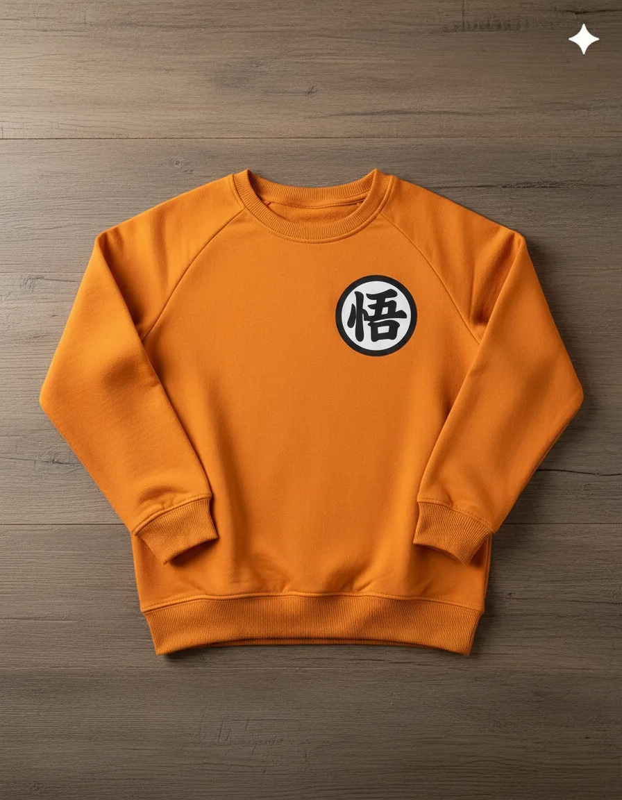 Moletom Laranja Algodão Flanelado Infantil Dragon Ball Goku Silk Screen mlc