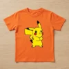 Camiseta Laranja Infantil Unissex Pikachu mlc