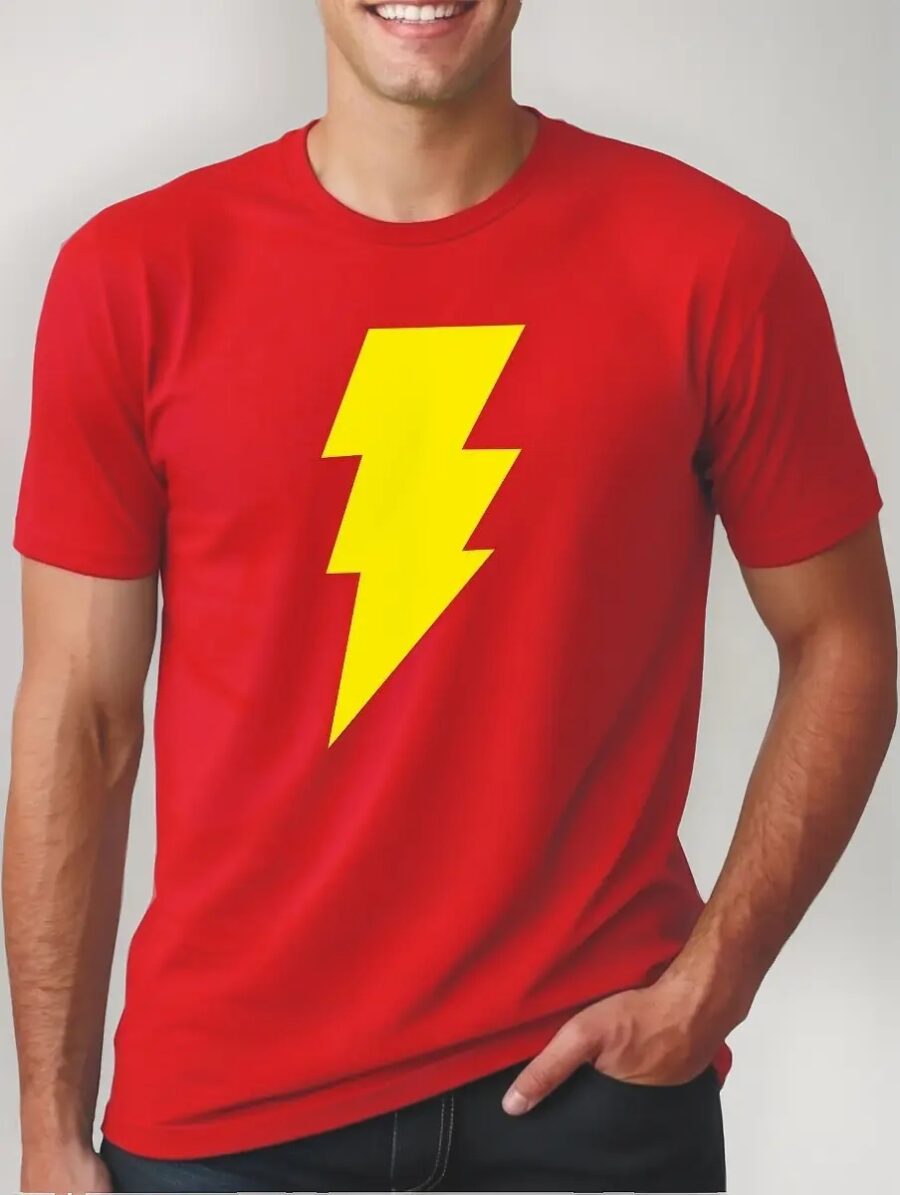 Camiseta Vermelha Adulto Unissex Shazam mlc