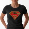Camiseta Preta Baby Look Feminina Supergirl mlc