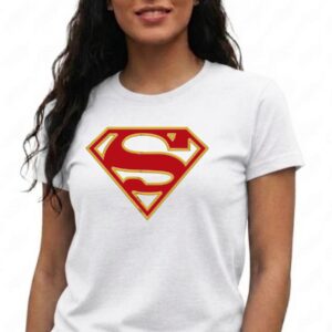 image1 Camiseta Branca Baby Look Feminina Supergirl mlc