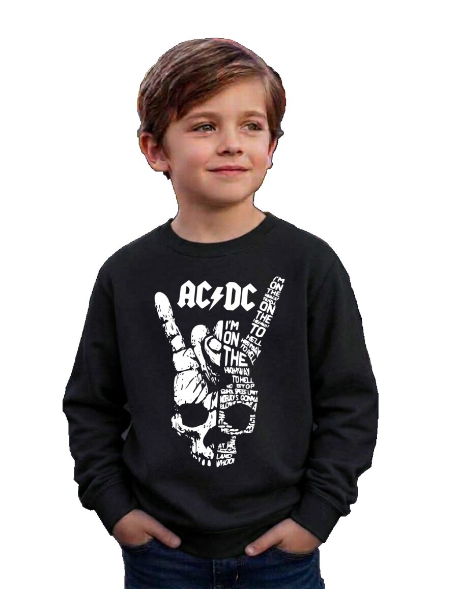 Moletom Preto Flanelado Verde Infantil Ac/dc Highway To Hell mlr