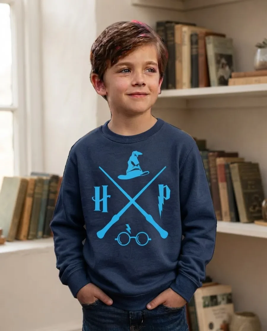 Moletom Azul Infantil Harry Potter Vermelho Estampado mlr