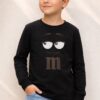 Camiseta Manga Longa Preta Infantil M&ms 3 Silk Screen Hq mlr