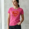 Camiseta Rosa Baby Look Feminina Supergirl mlr