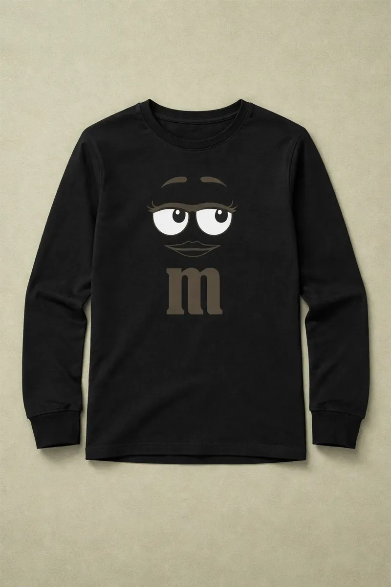 Camiseta Manga Longa Preta Infantil M&ms 3 Silk Screen Hq mlr