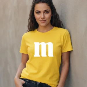 Camiseta Amarela Baby Look Letra M&m mlca