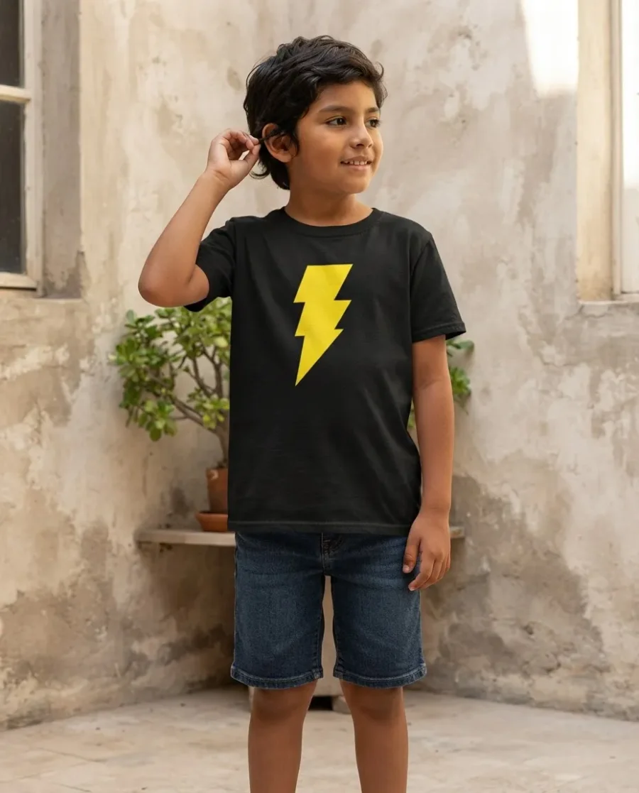 Camiseta Preta Shazam ( Infantil ) mlca