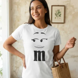 Camiseta Branca M&m ( Ad. Baby Look ) Mod. 3 mlca